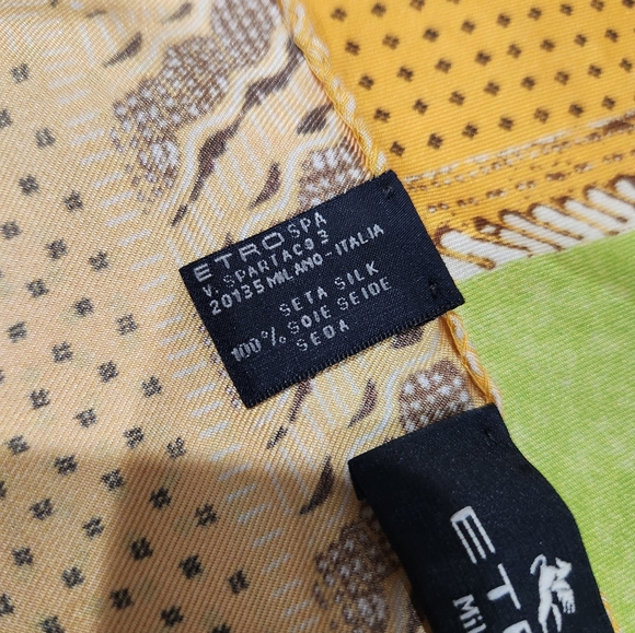ETRO SILK SCARF POCKET SCARF ETRO HANDBAG SCARF EUC - Picture 8 of 8